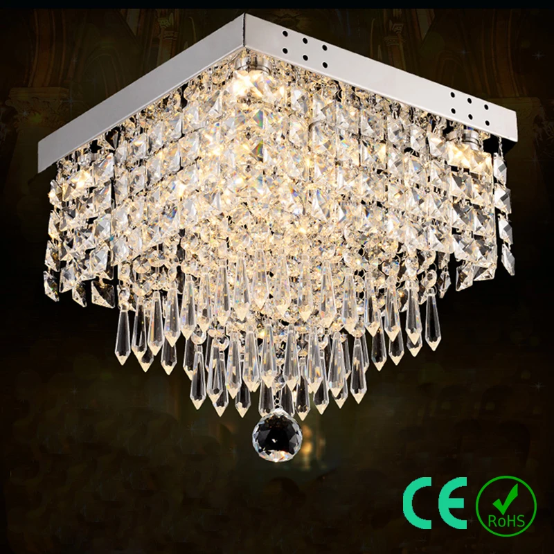 Люстра E14 95-245v Металл K9 кристалл маленький квадратный фойе современный Asile light E CE