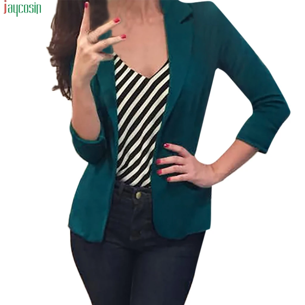 

JAYCOSIN 2019 New Casual Blazer Women Solid Open Front Cardigan Long Sleeve Blazer Casual Jacket Coat famale jaket ladies blazer