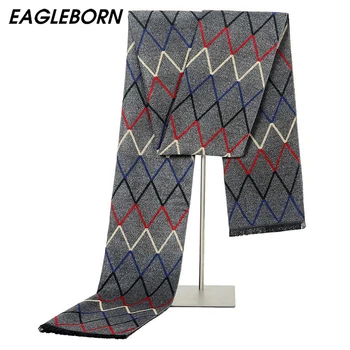 

EAGLEBORN Fashion Design Grid Men Scarf Brand Luxury Business Casual Cachecol Cashmere Cotton Mens Shawl Wrap Winter Scarves