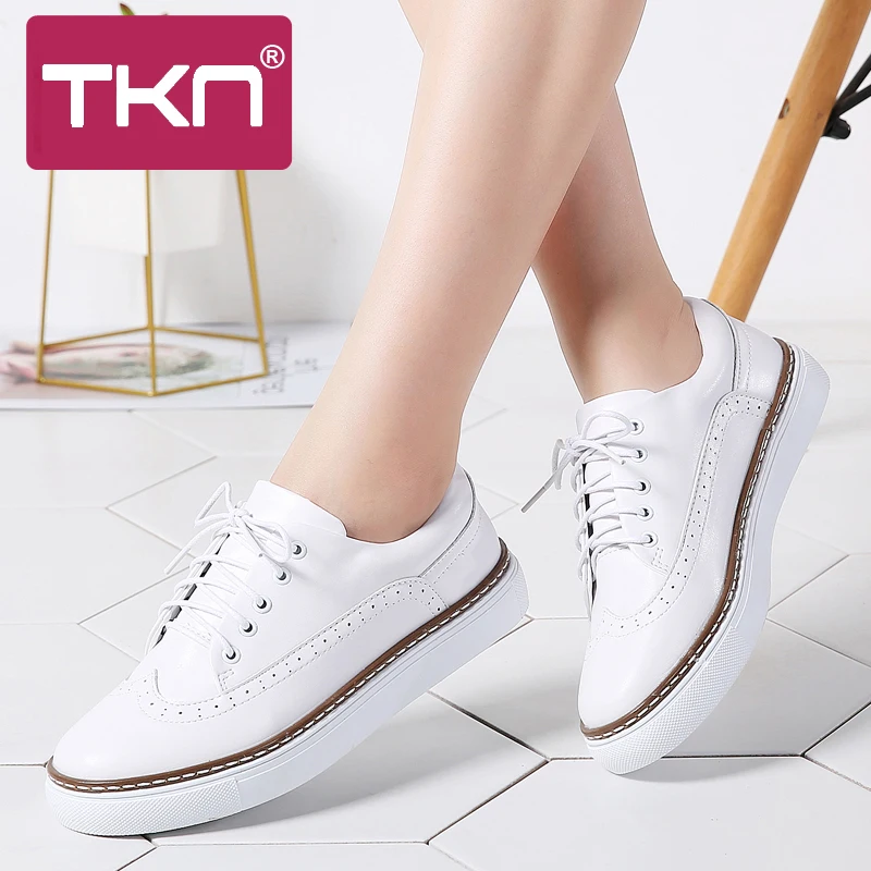 2019 primavera las mujeres zapatos planos zapatos de mujer zapatos de zapatillas de deporte de cuero de la Pu zapatos de mujer plataforma zapatos Oxfords zapatos Tenis femenino C02 AliExpress Calzado