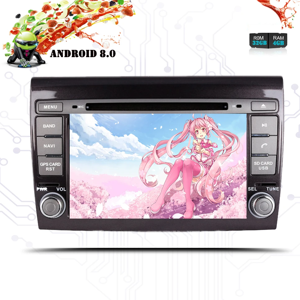 2 Din 7 &quotHD Android 8 0 радио GPS HDMI Автомобильный DVD плеер для FIAT BRAVO 198 2007 2008 2009 2010 2011 2012 2013