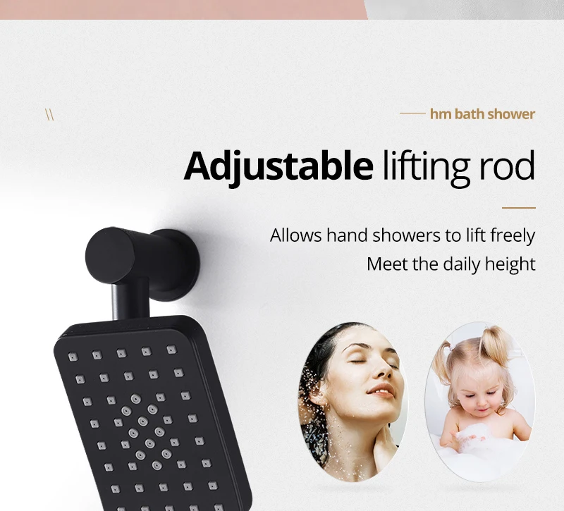 22Waterfall Rain Shower Sets Faucet Rotating Water Shower 4 Function Spa Waterfall Massage Bathroom Fixture Black Shower Set (18)