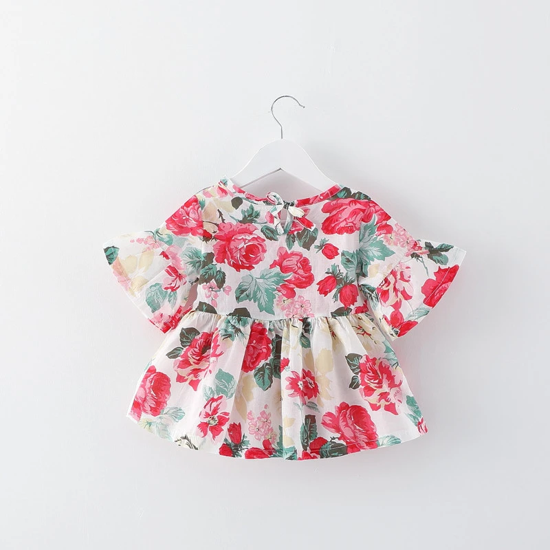 Красивое платье для маленьких девочек цветок-колокольчик рукав «a-line», с короткими рукавами и цветочным узором для маленьких девочек для отдыха и вечеринок для маленьких девочек Костюмы