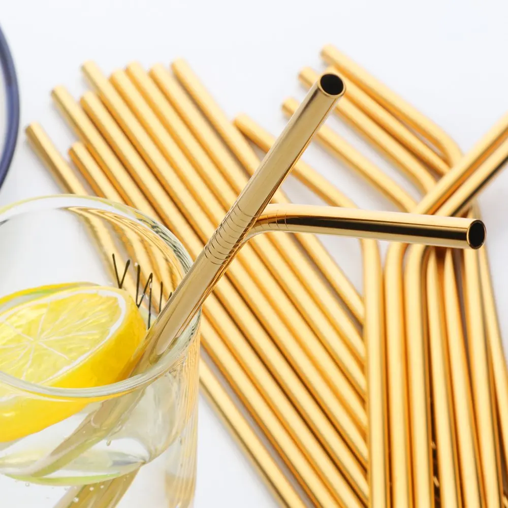 Wholessale 100pcs/lot Metal Straws Eco friendly Reusable High Quality 304 Stainless Steel