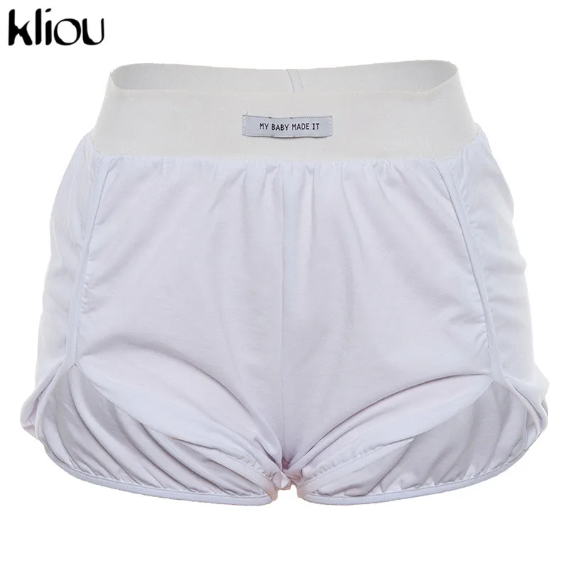 Kliou women casual cotton shorts elastic waist short bottom summer girls cute shorts women street fashion short trousers - Цвет: Белый