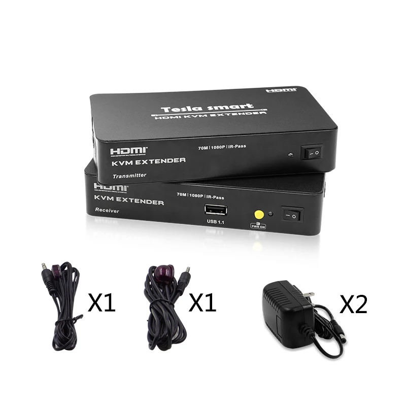 Tesla smart Multi-function HDMI KVM Extender 70 м USB HDMI IR KVM + аудио удлинитель по CAT5e/6 (1 удлинитель TX + 1 удлинитель RX)