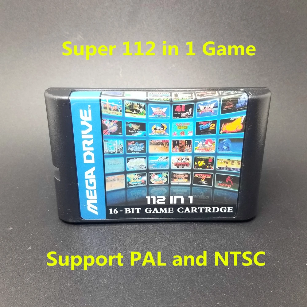 

Super 112 in 1 Game Card with Game Contra Vectorman Double Dragon Battletoads Ninja Gaiden Turtles for Sega Megadrive Genesis