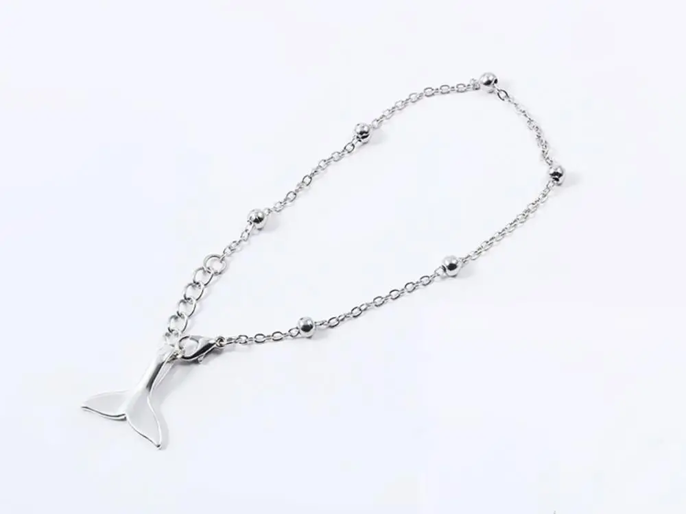 

Kpop Fashion Sliver Beads Dolphin Tail Pendant Charm Bracelet Mermaid tail Link Chain For Women Bileklik Jewelry Gift