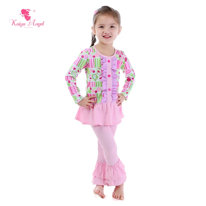 US $73.11 Kaiya Angel Easter Eggs Chick Light Pink Children Boutique Clothes Spring Autumn Casual Floral Girls Kids Sport Suits Wholesale