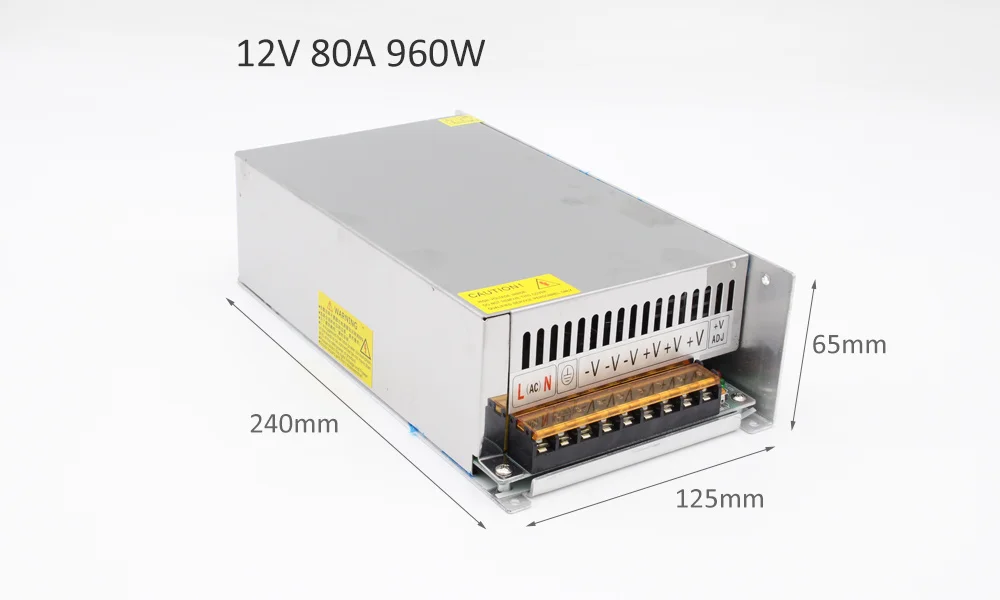 Светодиодный трансформатор, 12 Вольт, источник питания переменного тока, 110 В, 220 В, 12 В постоянного тока, 2A, 5A, 10A, 15A, 20A, 30A, адаптер для светодиодной ленты - Цвет: 12V 80A 960W
