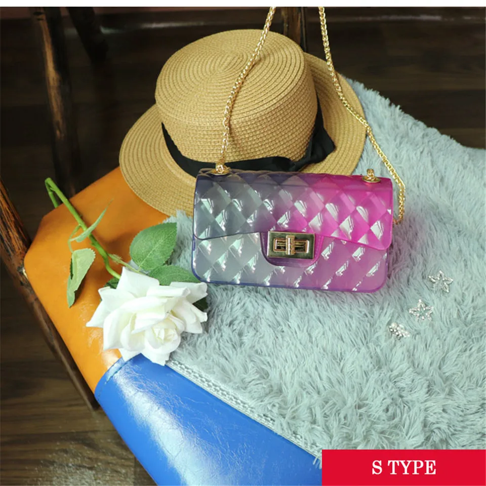 Moda colorido pvc saco das mulheres de