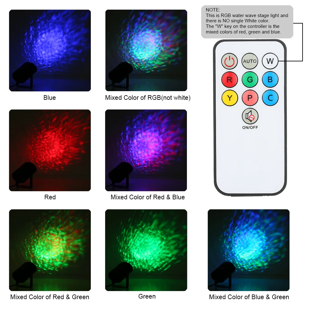 Вечерние диско шоу 9 Вт мини RGBW воды волна пульсации эффект светодиодный свет этапа скорость регулируемый 7 цветов лампа с ИК пульт КТВ клуб