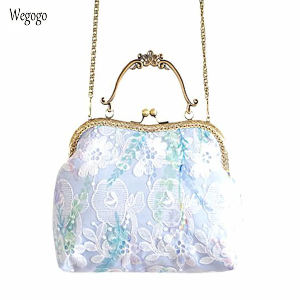 

2018 Women Handbag Lace Summer Shoulder Bag Handmade Rustic Shabby Chic Feminine Victorian Chain Crossbody Clutch Bag