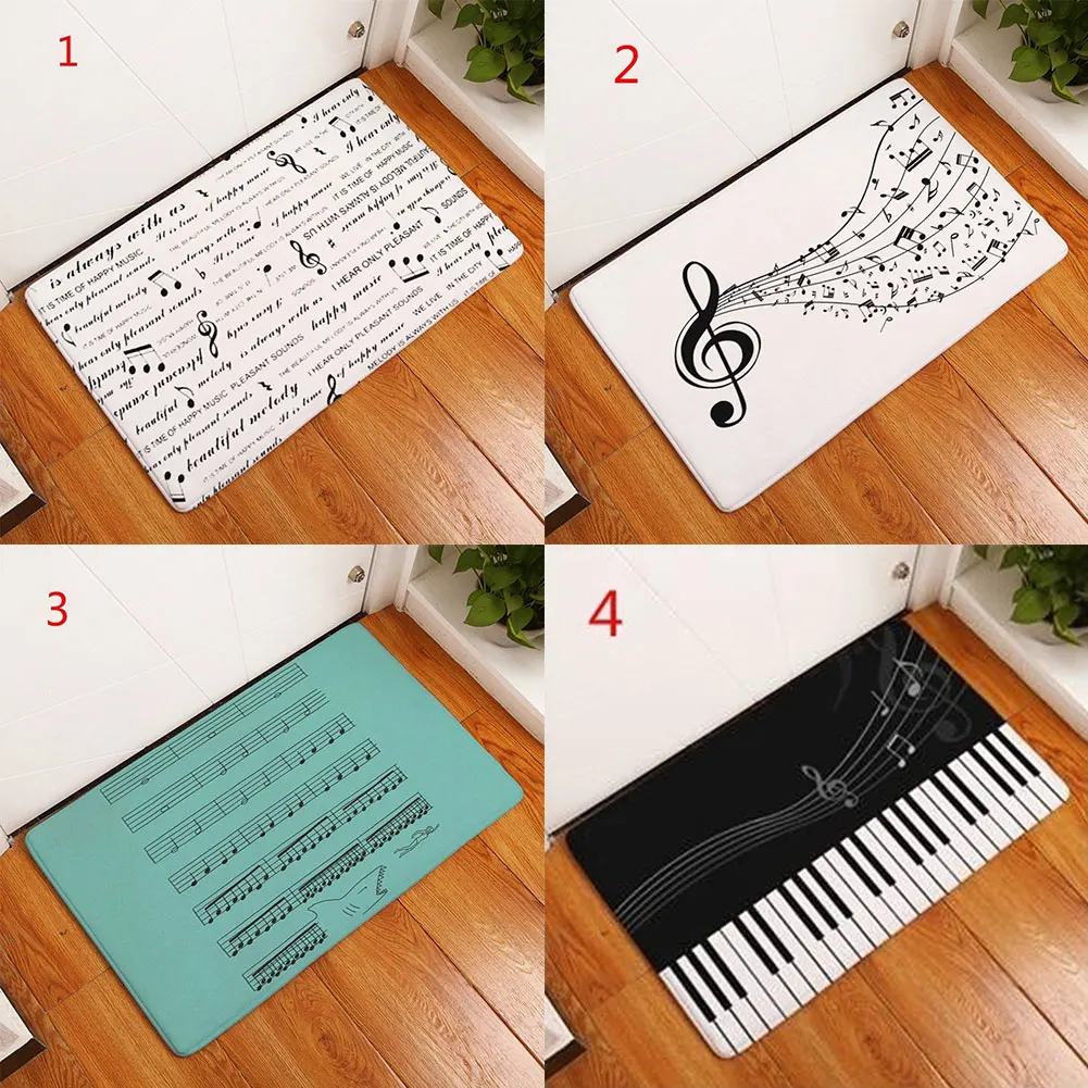 Piano Keyboard Note Hallway Door Mat Entrance Floor Rug Non-slip Bathroom Carpet Set