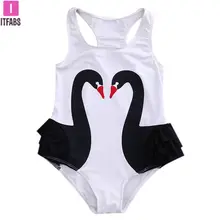 Летние Одна деталь бикини Одежда для купания для девочек с изображением Дети с проектом для девочек Купальник "Лебедь" Слитные купальники купальный костюм