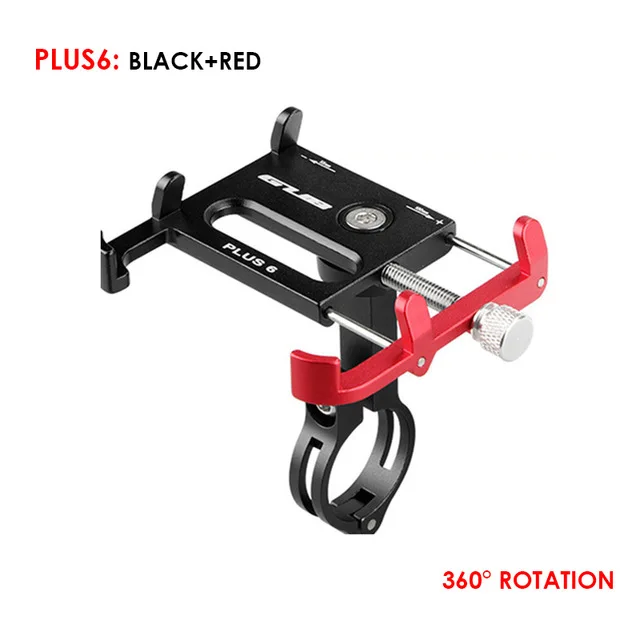 Vmonv Алюминиевый держатель для телефона для мотоцикла, велосипеда, для iPhone, Регулируемый универсальный держатель для велосипеда, мобильного телефона, gps, крепление на руль, зажим, подставка - Цвет: Plus 6 Black Red