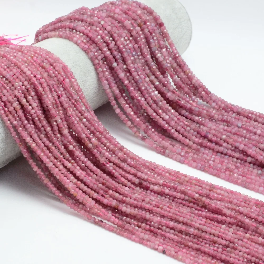 Natural Pink Tourmaline Faceted Rondelle Beads 3x2mm / 4x2mm
