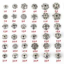 35 разные стили тибетского античного серебряного цвета, концевые колпачки для изготовления ювелирных изделий, рукоделие, аксессуары для рукоделия