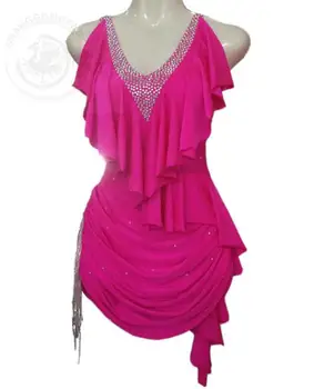 

New Latin dance costume sexy senior spandex diamond latin dance dress for women latin dance competition dresses S-4XL LD-44