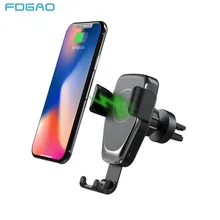 FDGAO 10W Car Mount Wireless Charger for iPhone XS Max XR X 8 Quick Qi Fast Charging Car Phone Holder For Samsung S10 S9 S8 Plus