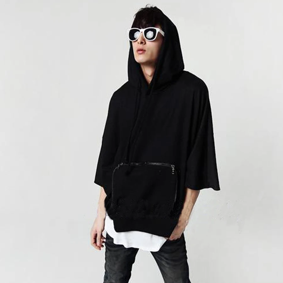 

S-4XL ! 2016 New Men's clothing spring and autumn loose bat with a hood sweatshirt male sweatshirt plus size Singer costumes