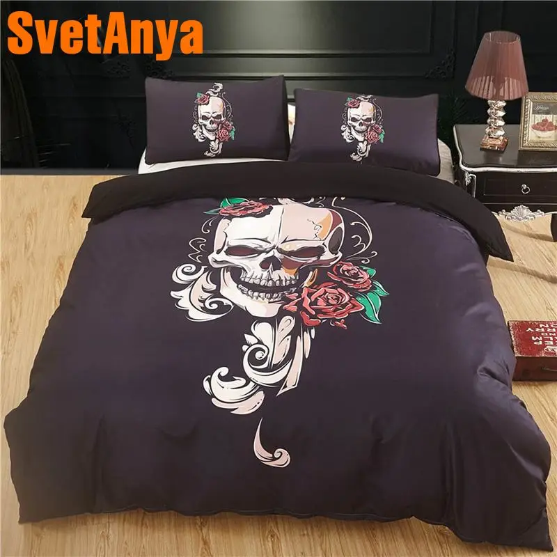 

Svetanya Ins Hot Duvet Cover and Pillowcase Skull unique Bedding Set Single Full Queen King Double Size