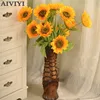 High Quality Lifelike Artificial Sunflower Silk Flower Home Garden Verandah Bedroom Office Party Flower Wall Decoration ► Photo 3/5