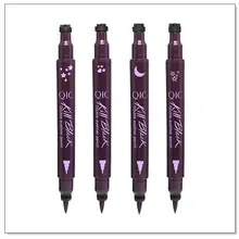 Цельнокроеное платье черный Водонепроницаемый жидкости Подводка для глаз Звезда Сердце татуировки штамп Eye Liner Pencil двойными бортами длительный