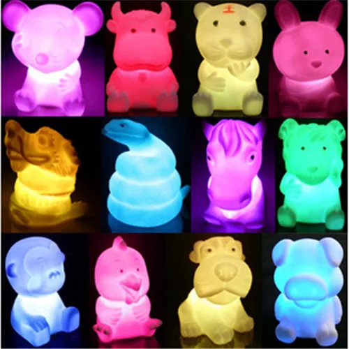 Light up toys animal small night light colorful zodiac LED toys creative gift toys for children