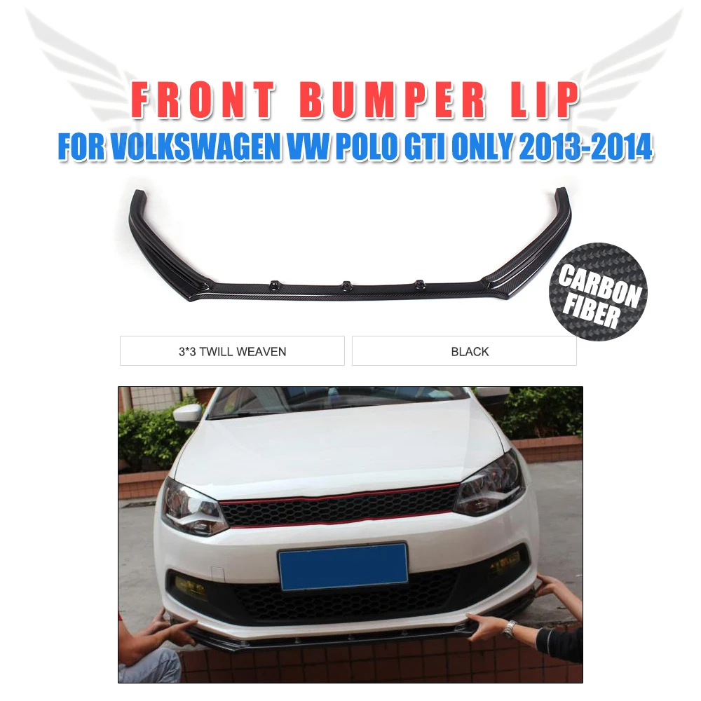 

Carbon Fiber Front Lip Chin Spoiler Apron for Volkswagen VW Polo GTI Hatchback 2013-2014 FRP Unpainted