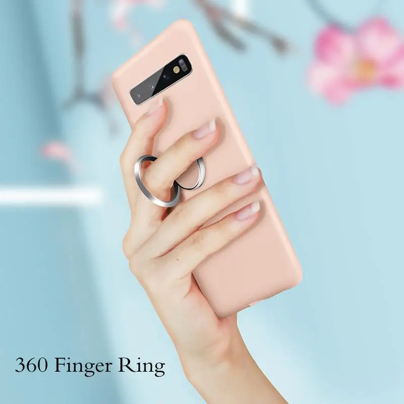 

S9plus S10lite S10plus Magnetic Metal Ring Liquid Soft Silicone Cases For Samsung Galaxy s10 plus s9 plus s10 lite Cover Fundas