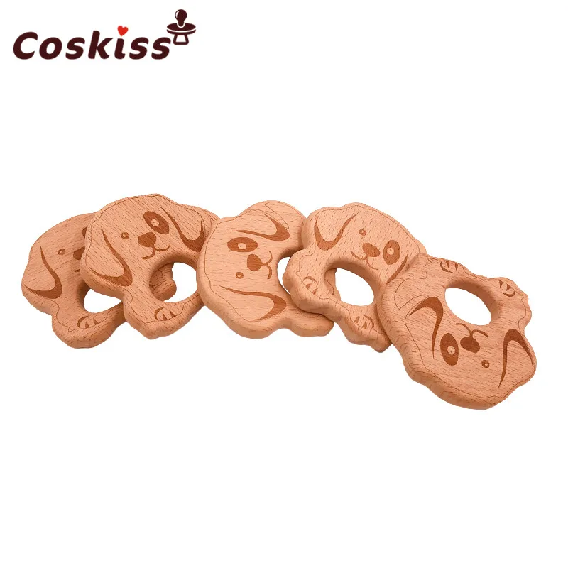 Beech Wooden Teether Dog Teething Original Wood Non-toxic Food Grade Materials DIY Pendant Chew Toys Baby Teether