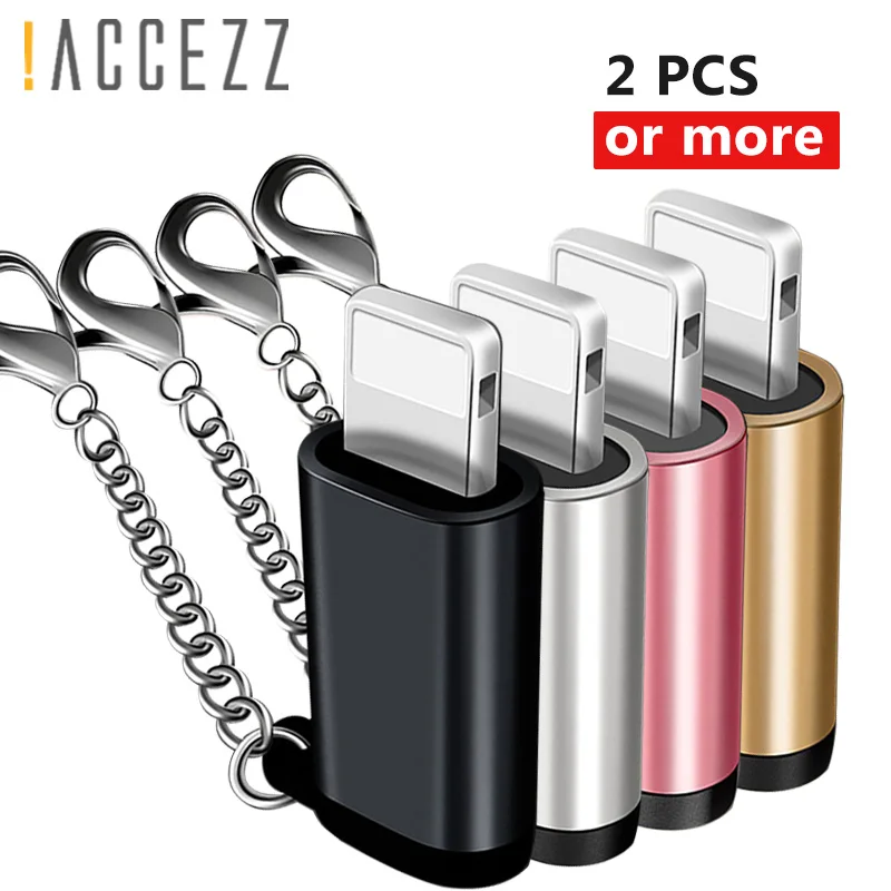 

!ACCEZZ 3PC 4PC Micro USB To Lighting 8 Pin Adapter For Adapter For iphone X 7 8 Plus Sync Charger Converter OTG With Key Chain