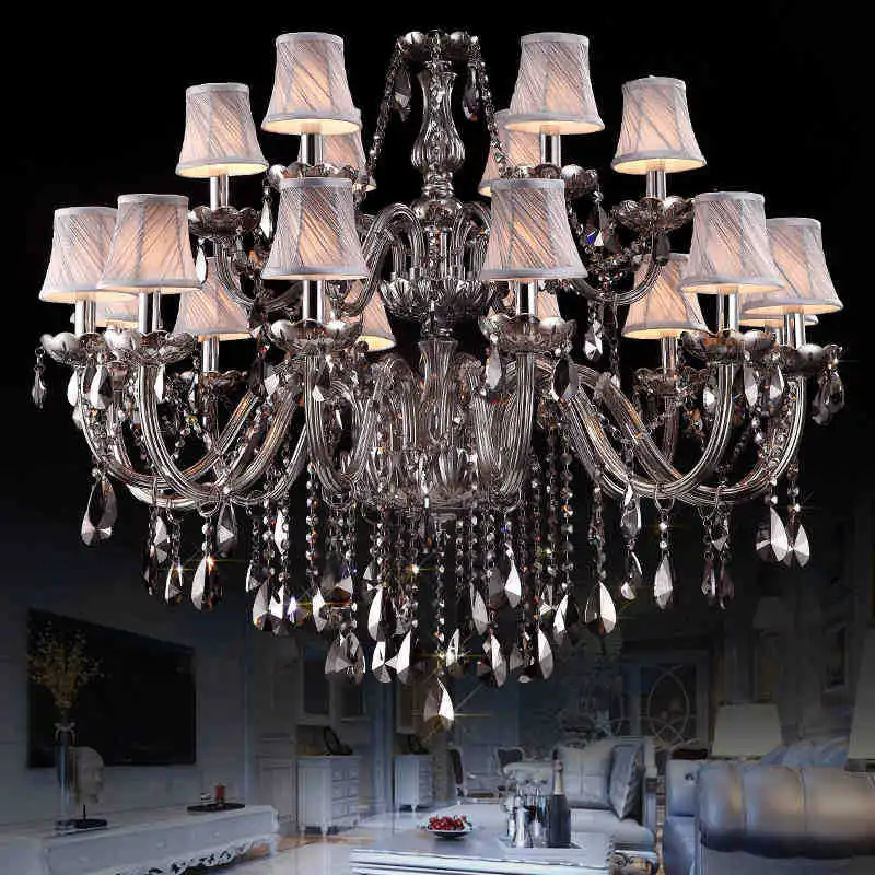 

New Crystal chandelier ceiling for home lighting Gray Color lustres de sala classic chandeliers for Living room bedroom Wedding