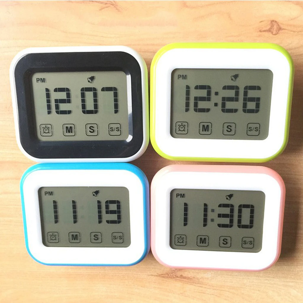 Minutes/Sec/Hour Kitchen Timer Cooking Analog Count Alarm Clock,Battery Power, LCD Touch Screen