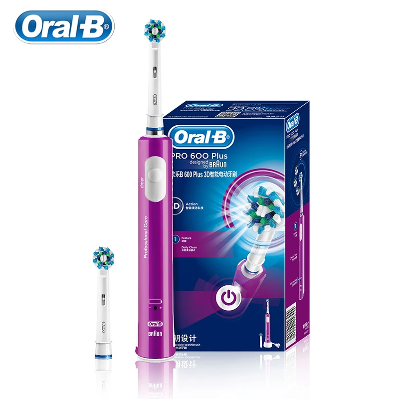 Электрическая зубная щетка Oral B 3D Smart Pro600 с перезаряжаемой ручкой и 2 насадками