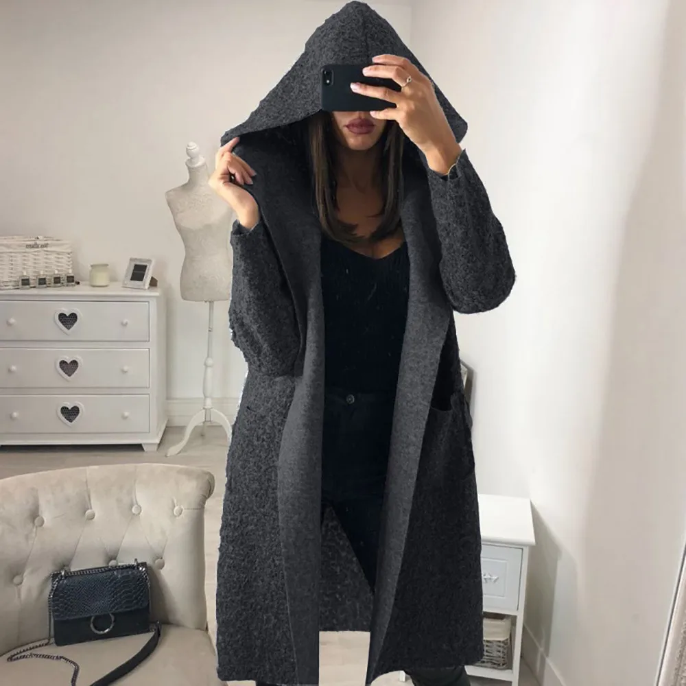 

Cardigan Women Long Sleeve Pure Color2018 New Women Sweater Cardigan Women Jacket Coat Fashion Cardigan Hooded Outwear