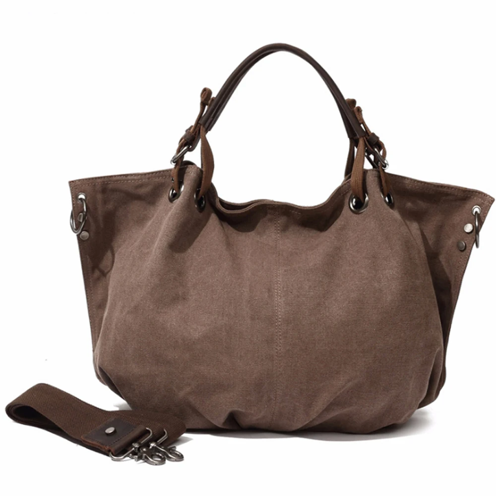 

Fashion Women Canvas Bags Retro Travel Hand Made Multi-function Large Capacity Single Shoulder Bag 16 Inch Crossbody Bag