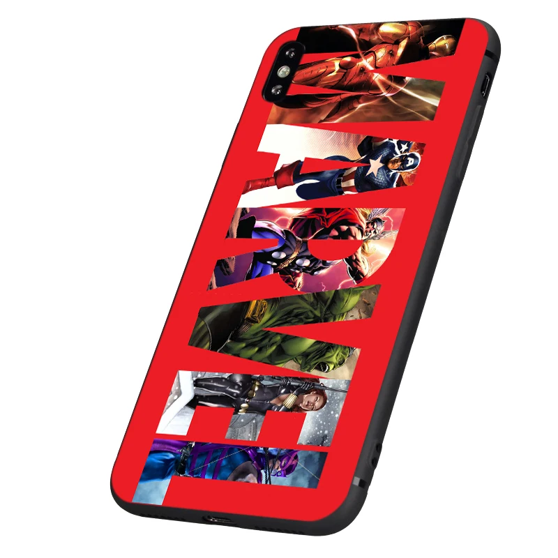 Черный ТПУ чехол для iphone 5 5S se 6 6s 7 8 plus x 10 XR XS MAX силиконовый чехол Marvel мстители капитан Железный человек танос