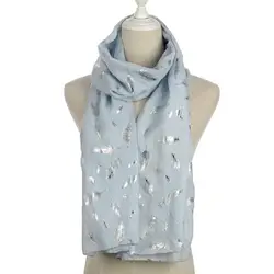 WINFOX Фирменная Новинка модная блестящая Bronzing Щепка Темно-синий белое перо шарф Для женщин шарфы и палантины