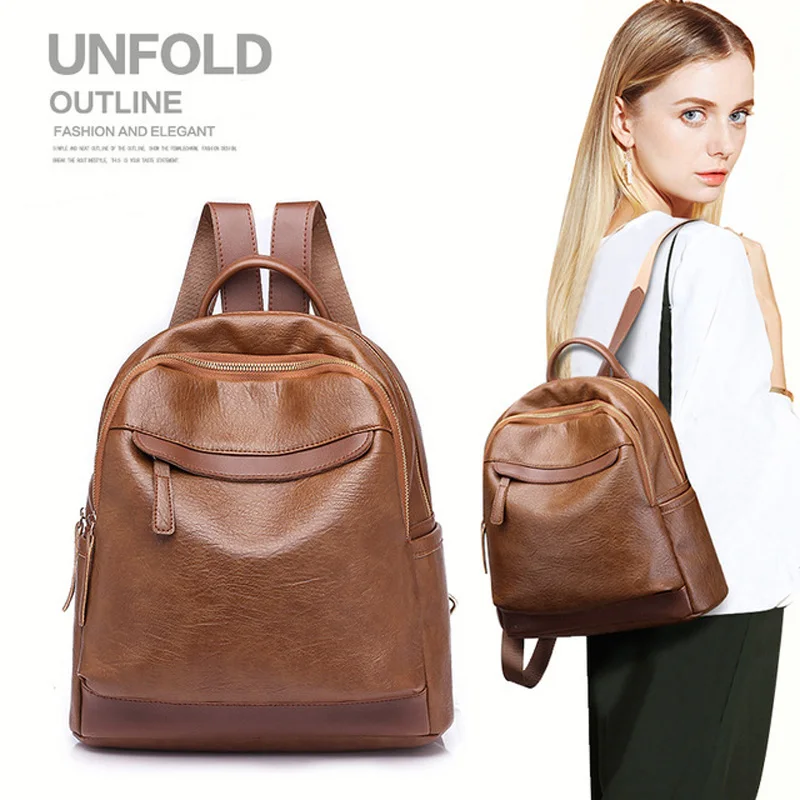 

Women backpack Vintage PU Leather small School Bagpacks Famous Brand Retro Girls Travel Bags Mini Shoulder Book Bag Brown Black