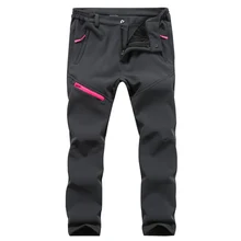 Флисовые уличные походные брюки зимние Утепленные термальные лыжные брюки для горного туризма ветрозащитные лыжные велосипедные брюки треккинговые брюки