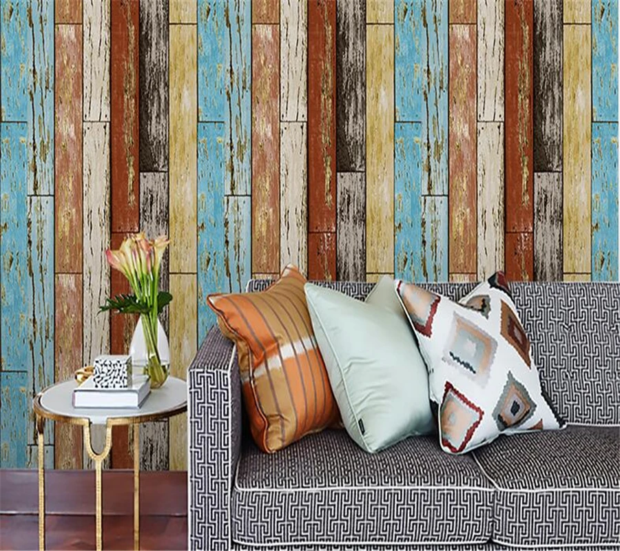 Beibehang Vintage Wood Wallpaper Roll Wooden Plank Panel Mural Home Kitchen Bathroom Decoration wallpapers for living room Beibehang Vintage Wood Wallpaper Roll Wooden Plank Panel Mural Home Kitchen Bathroom Decoration wallpapers for living room