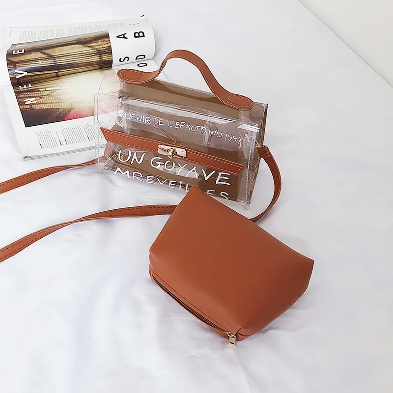 حار حقائب للنساء 2019 واضح شفاف PVC حقيبة هلام حقيبة كتف الشاطئ إلكتروني الحلوى النساء Crossbody الفاخرة Sac femmel