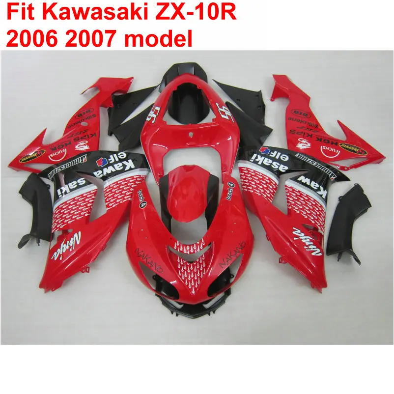 

High quality bodywork fairing kit for Kawasaki ninja ZX10R 06 07 red black fairings set ZX10R 2006 2007 TY39