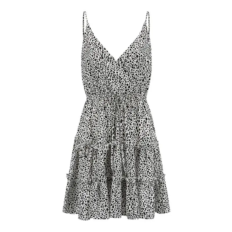 

Summer Sexy Deep V Beach Short Dresses Women Stylish Pleated Boho Floral Print Sweet Elegant Backless Travel Casual Strap Dress