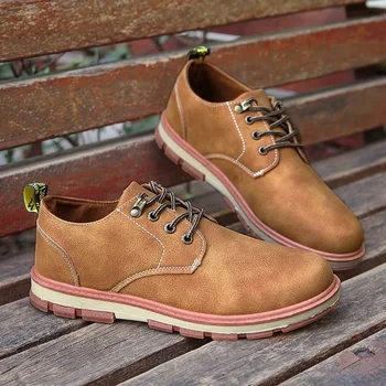 

2019 Spring autumn Brand Dress Shoes Men's Casual shoes Business shoes Light Brown/Dark Brown big size 39-45 Zapatillas B4-40