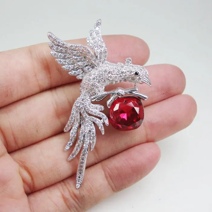 Великолепная красная Magpie животное птица Женщина Брошь булавка ювелирные изделия
