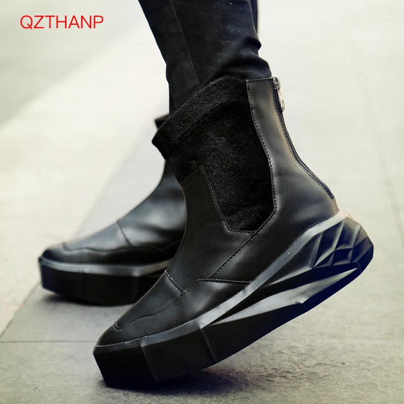 

Luxury Mens High Leather Boots New Cool Spring Footwear Comfortable Brand Male Casual Boots Fashion Men's Shoes Erkek Ayakkabi
