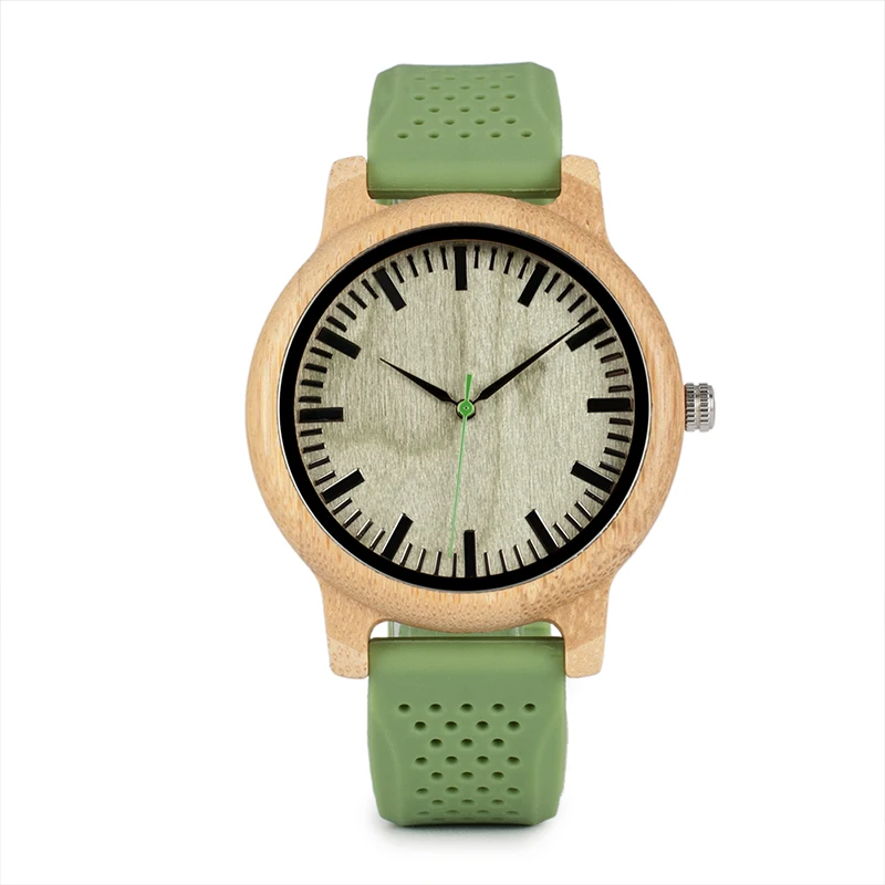 BOBO BIRD Brand Bamboo Watches for Men and Women Silicone Strap Wooden Writwatches Ideal Gifts Items Relogio Masculino C-B06